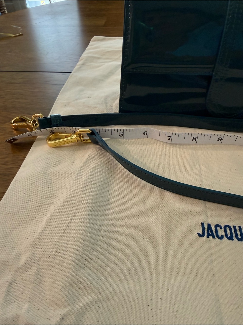 Jacquemus Teal Patent Leather Le Grand Bambino Bag with shoulder strap - Picture 6 of 13